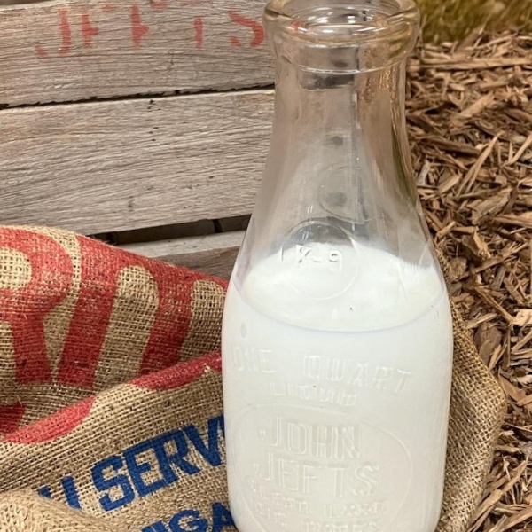 Milk jar and Jefts Crate